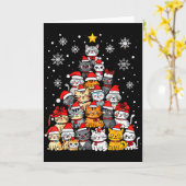 Meowy Catmas Cat Christmas Tree Xmas Girls Boys Fu Kaart (Gele Bloem)