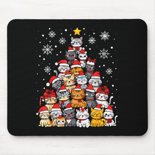 Meowy Catmas Cat Christmas Tree Xmas Girls Boys Fu Muismat (Voorkant)