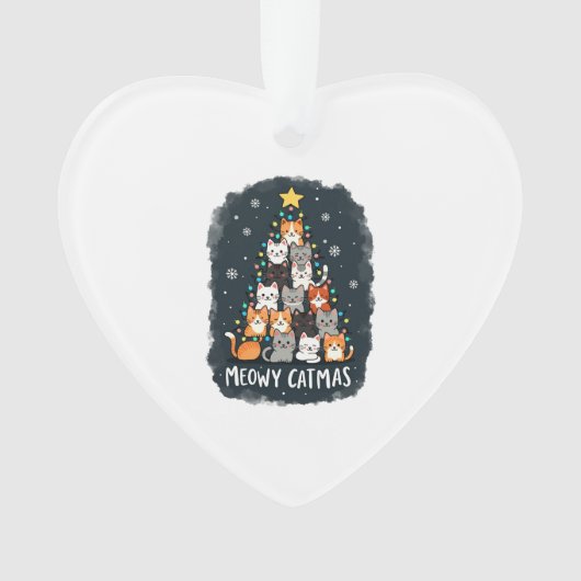 Meowy Catmas Cat Christmas Tree Xmas Girls Boys Fu Ornament (voorkant)