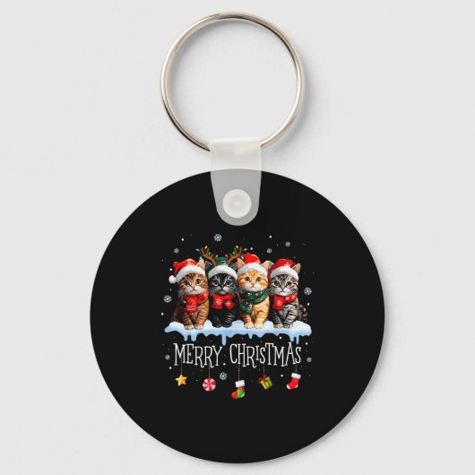 Meowy Catmas Cat Christmas Tree Xmas Girls Boys Fu Sleutelhanger (Voorkant)