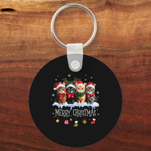 Meowy Catmas Cat Christmas Tree Xmas Girls Boys Fu Sleutelhanger (Voorkant)