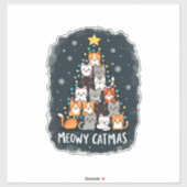 Meowy Catmas Cat Christmas Tree Xmas Girls Boys Fu Sticker (Vel)