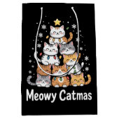 Meowy Catmas Cat Kerstboom Kerstman Medium Cadeauzakje (Voorkant)