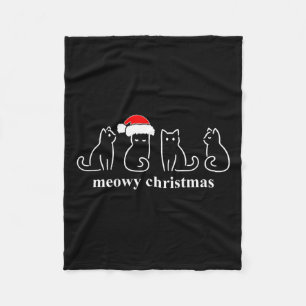 Meowy Catmas Cat Kerstmis Cute Kitten Santa Fleece Deken