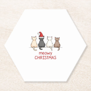 Meowy Catmas Cat Kerstmis Cute Kitten Santa Kartonnen Onderzetters