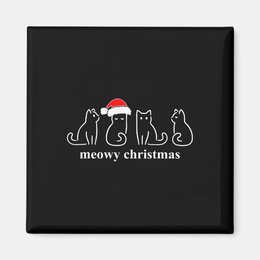 Meowy Catmas Cat Kerstmis Cute Kitten Santa Magneet (Voorkant)