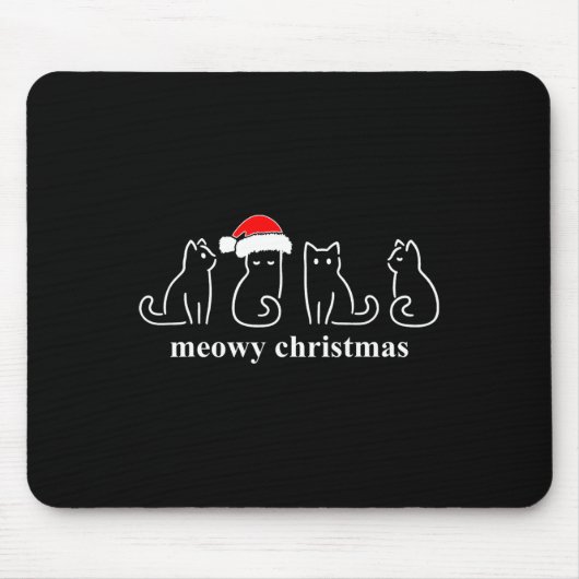 Meowy Catmas Cat Kerstmis Cute Kitten Santa Muismat (Voorkant)