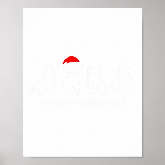 Meowy Catmas Cat Kerstmis Cute Kitten Santa Poster (Voorkant)