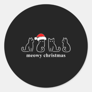 Meowy Catmas Cat Kerstmis Cute Kitten Santa Ronde Sticker