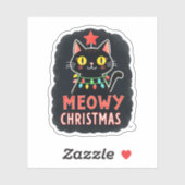 Meowy Catmas Cat Kerstmis Cute Kitten Santa Sticker (Vel)