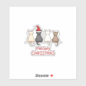 Meowy Catmas Cat Kerstmis Cute Kitten Santa Sticker (Vel)