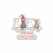 Meowy Catmas Cat Kerstmis Cute Kitten Santa Sticker (Voorkant)