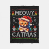 Meowy Catmas Cat Santa Christmas Kitten Xmas Ugly  Fleece Deken (Voorkant)
