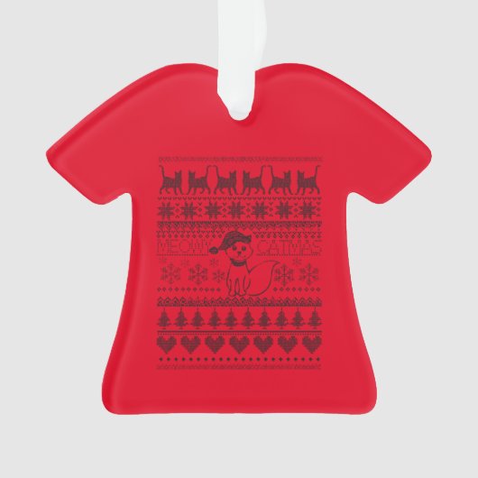 Meowy Catmas Cat Ugly Sweater T-Shirt Ornament (voorkant)