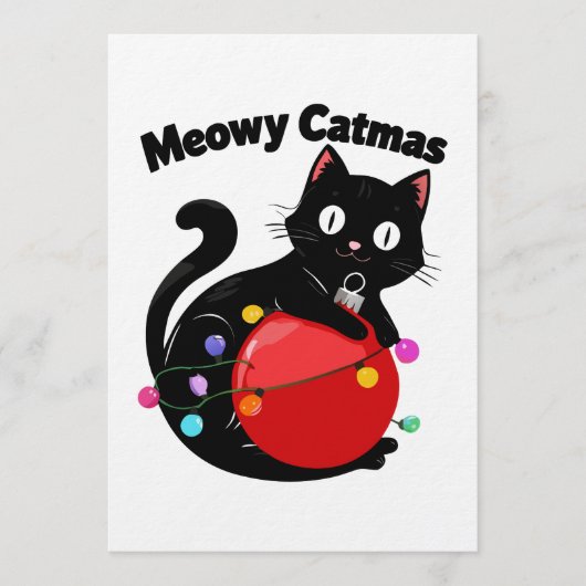 Meowy Catmas - Cat with Christmas ornament Kaart (Voorkant)