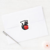 Meowy Catmas - Cat with Christmas ornament Vierkante Sticker (Envelop)
