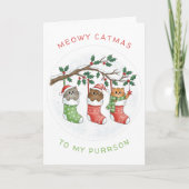 Meowy Catmas Christmas - Cute Cat Feestdagen Kaart (Voorkant)