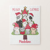 Meowy Catmas Cute Cat Kerstboom Legpuzzel (Verticaal)