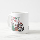 Meowy Catmas Cute Christmas Cats – Funny Holiday Koffiemok (Voorkant links)