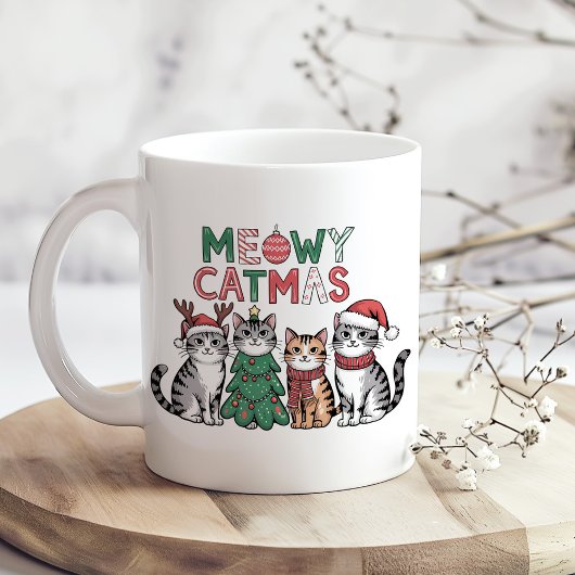 Meowy Catmas Cute Christmas Cats – Funny Holiday Koffiemok