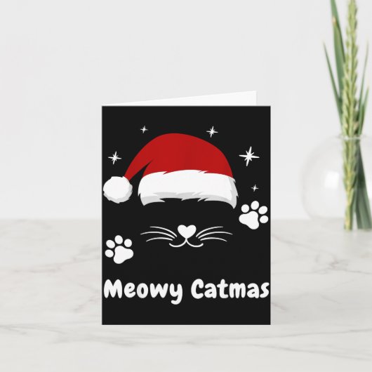 Meowy Catmas Cute Kitten Cats Santa Hat Christmas Kaart (Voorkant)