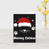 Meowy Catmas Cute Kitten Cats Santa Hat Christmas Kaart (Gele Bloem)