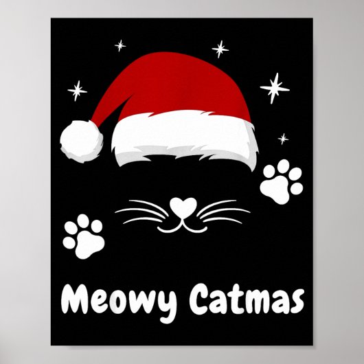 Meowy Catmas Cute Kitten Cats Santa Hat Christmas  Poster (Voorkant)