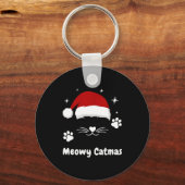 Meowy Catmas Cute Kitten Cats Santa Hat Christmas  Sleutelhanger (Voorkant)
