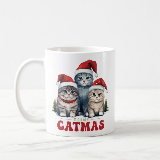Meowy CaTMas Drie SMiling Katten Koffiemok (Links)