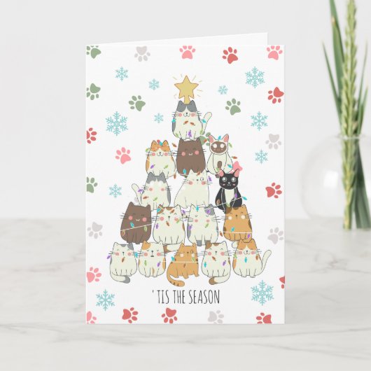 Meowy Catmas Feestdagen Kaart (Voorkant)