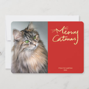 Meowy Catmas Funny Cat-kerstkaart Feestdagenkaart