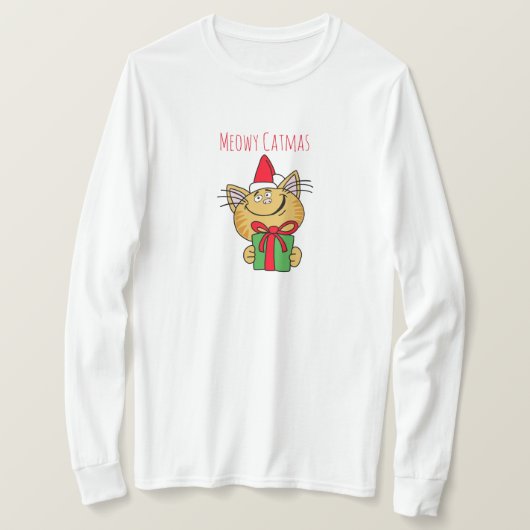 Meowy Catmas Funny Cat T-Shirt (Design voorkant)