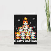 Meowy Catmas Funny Christmas Tree Lights Cute Cat  Kaart (Voorkant)