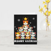 Meowy Catmas Funny Christmas Tree Lights Cute Cat  Kaart (Gele Bloem)