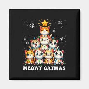 Meowy Catmas Funny Christmas Tree Lights Schattige Magneet