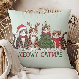 Meowy Catmas Funny Holiday Cats - Christmas Decor  Kussen