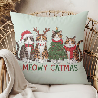 Meowy Catmas Funny Holiday Cats - Christmas Decor  Kussen