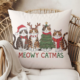 Meowy Catmas Funny Holiday Cats - Christmas Decor  Kussen