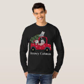 Meowy Catmas Funny Kerstkat Red Truck T-shirt (Voorkant volledig)
