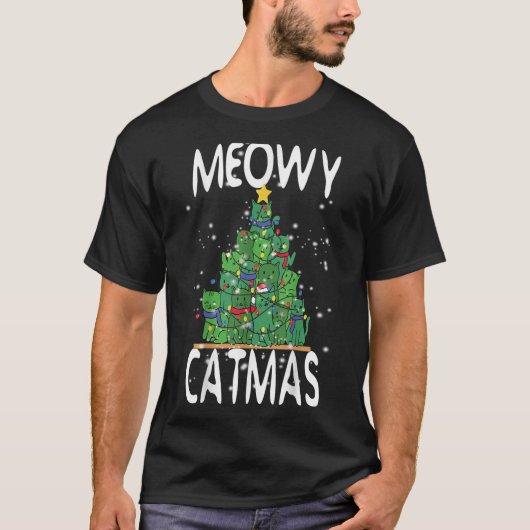 Meowy Catmas Funny kerstkat Tree Kinder Girls B T-shirt (Voorkant)