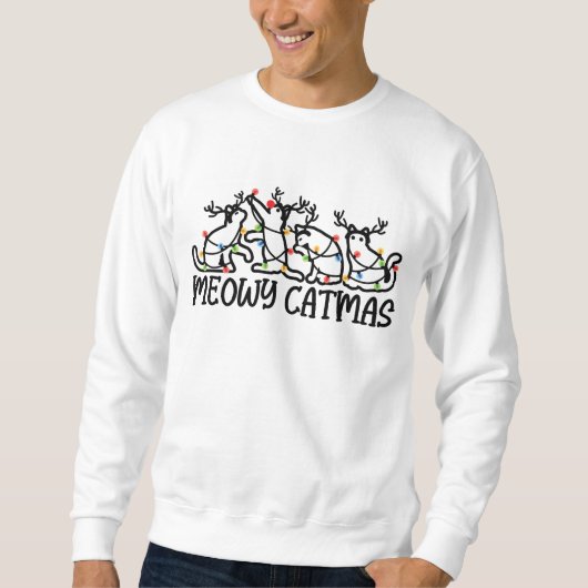 Meowy Catmas Funny Reindeer Cats Xmas Holiday Trui (Voorkant)