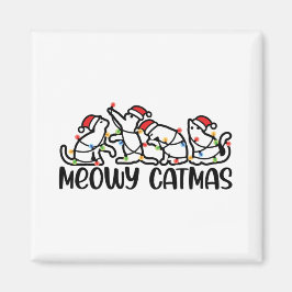 Meowy Catmas Funny Santa Cats Xmas Season Magneet