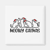 Meowy Catmas Funny Santa Cats Xmas Season Magneet (Voorkant)
