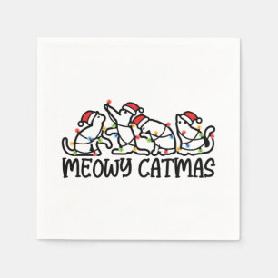 Meowy Catmas Funny Santa Cats Xmas Season Servet