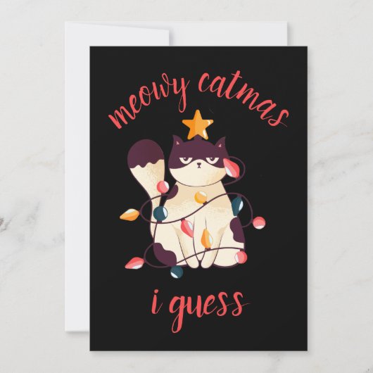 Meowy Catmas Funny Sarcastic Cat Lover Kerstmis Feestdagenkaart (Voorkant)