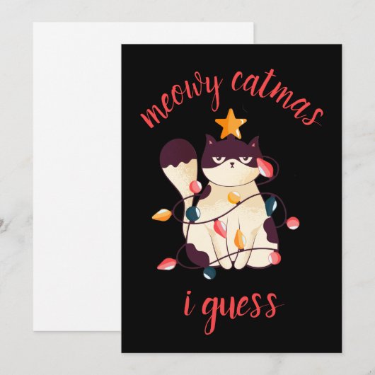Meowy Catmas Funny Sarcastic Cat Lover Kerstmis Feestdagenkaart (Voorkant / Achterkant)