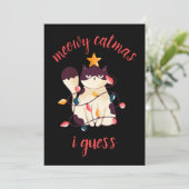 Meowy Catmas Funny Sarcastic Cat Lover Kerstmis Feestdagenkaart (Staand voorkant)