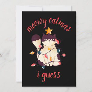 Meowy Catmas Funny Sarcastic Cat Lover Kerstmis Feestdagenkaart