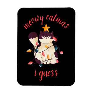 Meowy Catmas Funny Sarcastic Cat Lover Kerstmis Magneet
