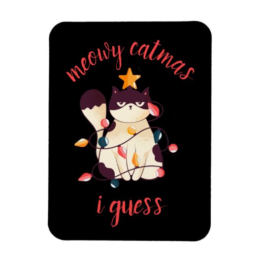 Meowy Catmas Funny Sarcastic Cat Lover Kerstmis Magneet (Verticaal)